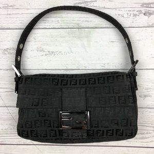 Authentic Fendi Zucca Baguette Black Canvas